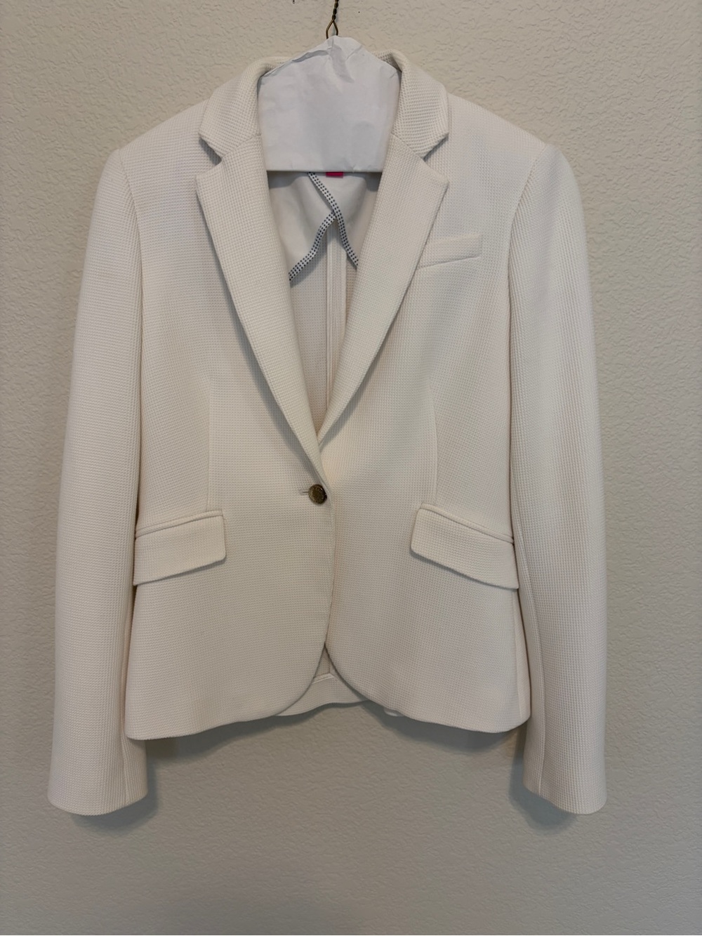 White Vince Camuto Textured Single-Button Blazer 6